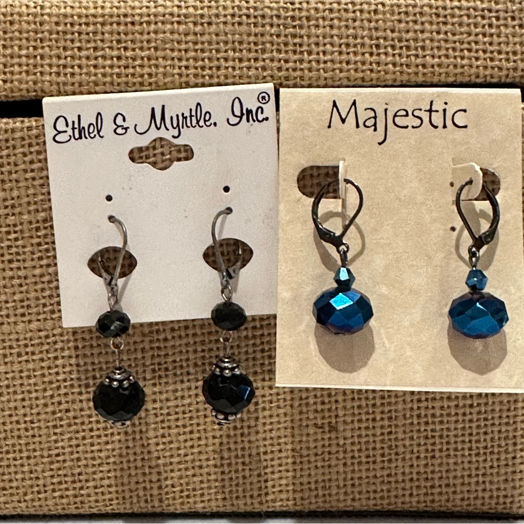 Nwt 2 Pair Of Earrings-Ethel & Myrtle And Majestic. Leverback W/ Faceted Beads